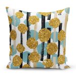 - 8204 - Realhomes Beyaz Zeminli Renkli Puantiyeli Dijital Baskılı Modern Yastık Kırlent Kılıfı Realhomes