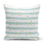 Beyaz Zeminli Renkli Puantiyeli Dijital Baskılı Modern Yastık Kırlent Kılıfı Realhomes