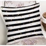 - 8207 - Realhomes Beyaz Zemin Üzerinde Siyah Çizgili Gold Puantiyeli Modern Yastık Kırlent Kılıfı Realhomes