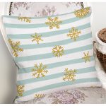 Beyaz Zemin Üzerinde Renkli Çizgili Gold Detaylı Kartanesi Desenli Kırlent Kılıfı Realhomes