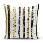 Beyaz Zemin Üzerinde Gold Çizgili Dijital Baskılı Modern Yastık Kırlent Kılıfı Realhomes