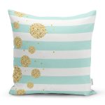 Beyaz Zemin Üzerinde Renkli Yatay Çizgili Yastık Kırlent Kılıfı Realhomes