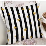 Beyaz Zemin Üzerinde Gold Detaylı Çizgili Yastık Kırlent Kılıfı Realhomes