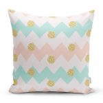 - 8218 - Realhomes Beyaz Zemin Üzerinde Renkli Zigzag Desenli Geometrik Desenli Yastık Kırlent Kılıfı Realhomes
