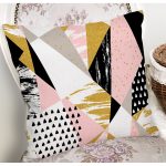- 8228 - Realhomes  Beyaz Zemin Üzerinde Renkli Geometrik Desenli Dijital Baskılı Modern Yastık Kılıfı Realhomes