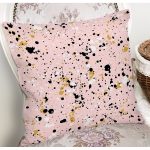 - 8230 - Realhomes Renkli Zemin Üzerinde Gold Detaylı Siyah Puantiyeli Yastık Kırlent Kılıfı Realhomes