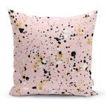 - 8230 - Realhomes Renkli Zemin Üzerinde Gold Detaylı Siyah Puantiyeli Yastık Kırlent Kılıfı Realhomes