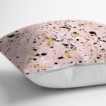 - 8230 - Realhomes Renkli Zemin Üzerinde Gold Detaylı Siyah Puantiyeli Yastık Kırlent Kılıfı Realhomes