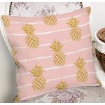 Pastel Zemin Üzerinde Gold Renkli Anans Desenli Modern Yastık Kırlent Kılıfı Realhomes