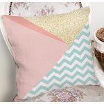 Beyaz Zemin Üzerinde Renkli Geometrik Desenli Dijital Baskılı Modern Yastık Kılıfı Realhomes