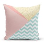 Beyaz Zemin Üzerinde Renkli Geometrik Desenli Dijital Baskılı Modern Yastık Kılıfı Realhomes