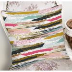 Beyaz Zemin Üzerinde Renkli Yatay Çizgili Yastık Kırlent Kılıfı Realhomes