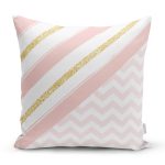 - 8260 - Realhomes Renkli Zemin Üzerinde Gold Detaylı Geometrik Çizimli Yastık Kırlent Kılıfı Realhomes