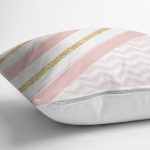 - 8260 - Realhomes Renkli Zemin Üzerinde Gold Detaylı Geometrik Çizimli Yastık Kırlent Kılıfı Realhomes