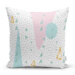 Beyaz Zemin Üzerinde Gold Detaylı Geometrik Desenli Yastık Kırlent Kılıfı Realhomes