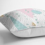 Beyaz Zemin Üzerinde Gold Detaylı Geometrik Desenli Yastık Kırlent Kılıfı Realhomes