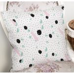 Beyaz Zeminli Siyah Puantiye Desenli Dijital Baskılı Modern Yastık Kırlent Kılıfı Realhomes