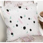 Beyaz Zeminli Siyah Puantiye Desenli Dijital Baskılı Modern Yastık Kırlent Kılıfı Realhomes