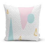 Beyaz Zemin Üzerinde Renkli Geometrik Desenli Dijital Baskılı Modern Yastık Kılıfı Realhomes