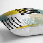 Beyaz Zemin Üzerinde Renkli Çizgili Geometrik Desenli Yastık Kırlent Kılıfı Realhomes