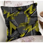 Siyah Zeminli Geometrik Desenli Dijital Baskılı Modern Yastık Kırlent Kılıfı Realhomes