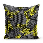 Siyah Zeminli Geometrik Desenli Dijital Baskılı Modern Yastık Kırlent Kılıfı Realhomes