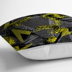 Siyah Zeminli Geometrik Desenli Dijital Baskılı Modern Yastık Kırlent Kılıfı Realhomes