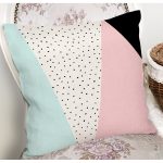 Beyaz Zemin Üzerinde Renkli Geometrik Desenli Dijital Baskılı Modern Yastık Kılıfı Realhomes