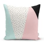 Beyaz Zemin Üzerinde Renkli Geometrik Desenli Dijital Baskılı Modern Yastık Kılıfı Realhomes