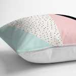 Beyaz Zemin Üzerinde Renkli Geometrik Desenli Dijital Baskılı Modern Yastık Kılıfı Realhomes