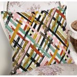 - 8277 - Realhomes Beyaz Zemin Üzerinde Renkli Geometrik Çizgili Dijital Baskılı Modern Yastık Kılıfı Realhomes