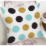 Beyaz Zeminli Renkli Puantiyeli Dijital Baskılı Modern Yastık Kırlent Kılıfı Realhomes