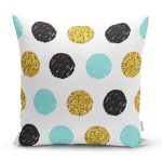 Beyaz Zeminli Renkli Puantiyeli Dijital Baskılı Modern Yastık Kırlent Kılıfı Realhomes