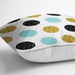 Beyaz Zeminli Renkli Puantiyeli Dijital Baskılı Modern Yastık Kırlent Kılıfı Realhomes