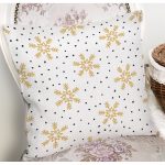 - 8280 - Realhomes Beyaz Zeminli Gold Detaylı Kartanesi Dijital Baskılı Modern Yastık Kırlent Kılıfı Realhomes