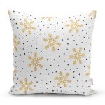 - 8280 - Realhomes Beyaz Zeminli Gold Detaylı Kartanesi Dijital Baskılı Modern Yastık Kırlent Kılıfı Realhomes