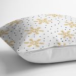 - 8280 - Realhomes Beyaz Zeminli Gold Detaylı Kartanesi Dijital Baskılı Modern Yastık Kırlent Kılıfı Realhomes