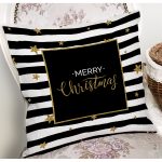 - 8287 - Realhomes Beyaz Zemin Üzerinde Gold Yazılı Merry Christmas Modern Yastık Kırlent Kılıfı Realhomes