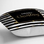 - 8287 - Realhomes Beyaz Zemin Üzerinde Gold Yazılı Merry Christmas Modern Yastık Kırlent Kılıfı Realhomes