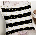 Beyaz Zemin Üzerinde Gold Detaylı Yıldız Desenli Modern Yastık Kırlent Kılıfı Realhomes