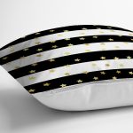 Beyaz Zemin Üzerinde Gold Detaylı Yıldız Desenli Modern Yastık Kırlent Kılıfı Realhomes