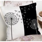 - 8296 - Realhomes Siyah Beyaz Zeminli Çiçek Desenli Dijital Baskılı Modern Yastık Kırlent Kılıfı Realhomes