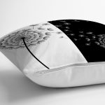 - 8296 - Realhomes Siyah Beyaz Zeminli Çiçek Desenli Dijital Baskılı Modern Yastık Kırlent Kılıfı Realhomes