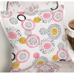 Beyaz Zemin Üzerinde Gold Detaylı Renkli Puantiye Desenli Yastık Kırlent Kılıfı Realhomes