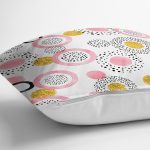 Beyaz Zemin Üzerinde Gold Detaylı Renkli Puantiye Desenli Yastık Kırlent Kılıfı Realhomes