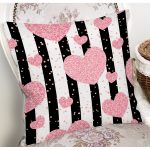 - 8302 - Realhomes Beyaz Zeminli Renkli Kalp Desenli Dijital Baskılı Modern Yastık Kırlent Kılıfı Realhomes