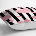 - 8302 - Realhomes Beyaz Zeminli Renkli Kalp Desenli Dijital Baskılı Modern Yastık Kırlent Kılıfı Realhomes