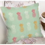 - 8306 - Realhomes  Pastel Zemin Üzerinde Ananas Desenli Dijital Baskılı Modern Yastık Kırlent Kılıfı Realhomes