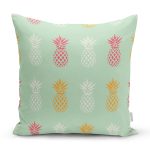 - 8306 - Realhomes  Pastel Zemin Üzerinde Ananas Desenli Dijital Baskılı Modern Yastık Kırlent Kılıfı Realhomes