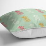 - 8306 - Realhomes  Pastel Zemin Üzerinde Ananas Desenli Dijital Baskılı Modern Yastık Kırlent Kılıfı Realhomes